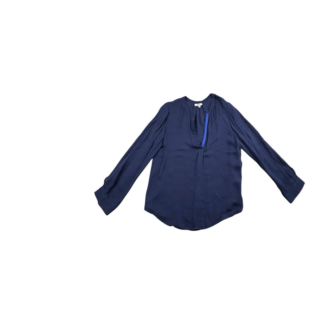 Joie 100% Silk Navy Blue Long Sleeve Popover Blouse Women's Medium